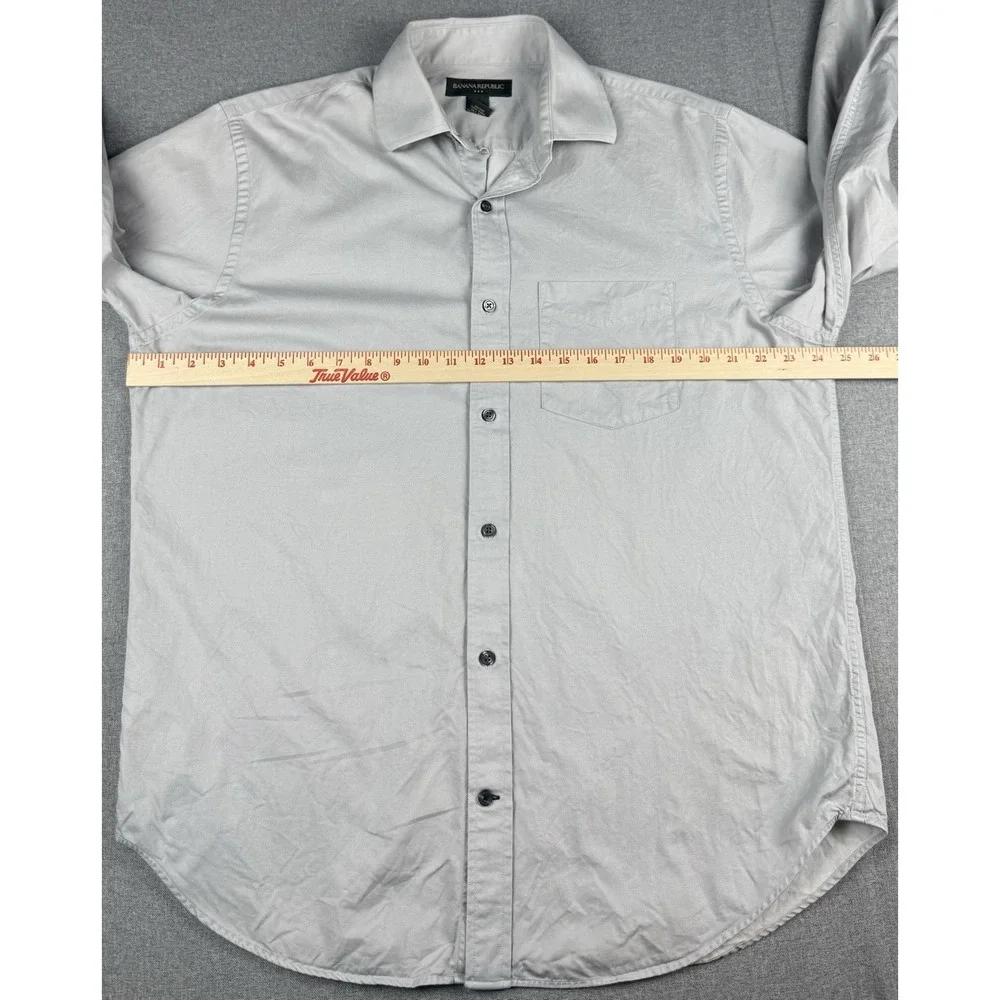 Banana Republic Men's Large 16-16.5 Gray Button Front Dress Shirt 100% Cotton